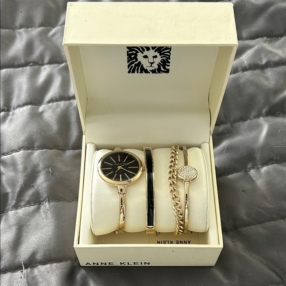 Anne Klein Women's Gold and Black Watch Set - Picture 1 of 1